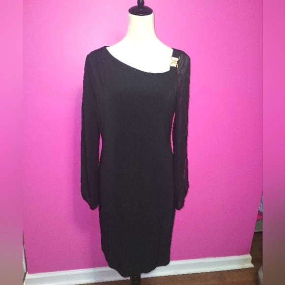 Ivanka Trump ladies elegant black split sleeve midi dress (Size 10) - Picture 1 of 7